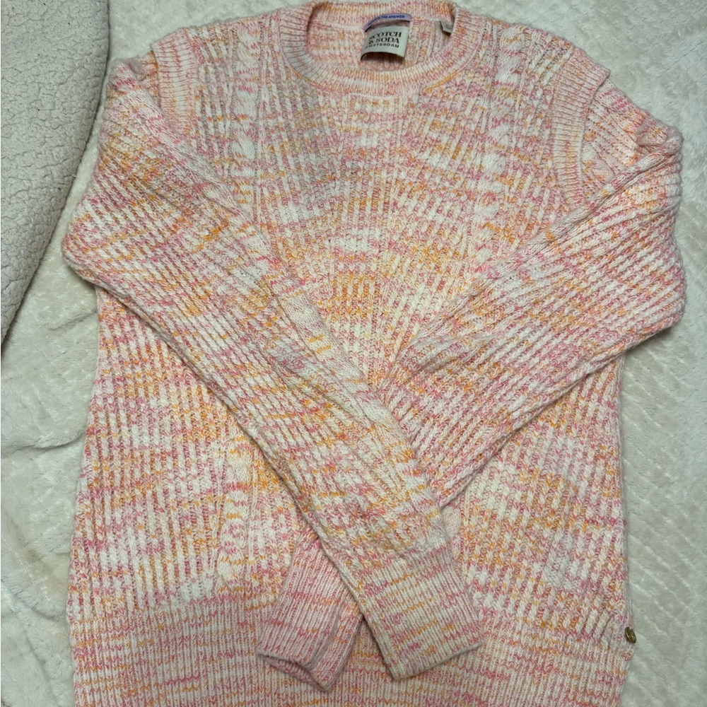 Scotch & Soda Pink and Yellow Crewneck Sweater